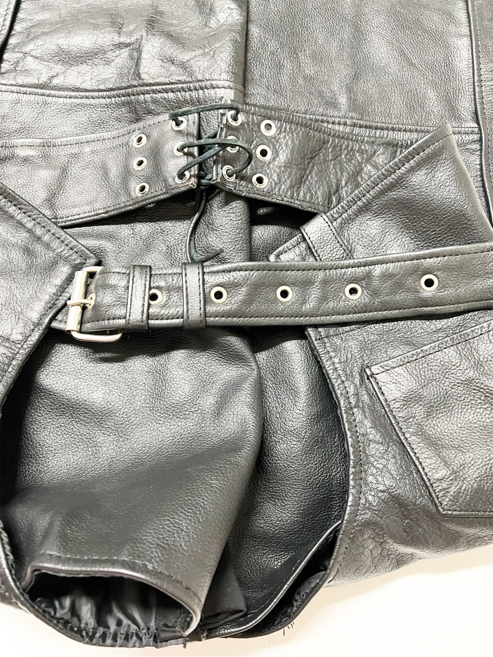 Hot Leathers Unisex CHM1005 Black Motorcycle Biker Fully Lined Leather Chaps XL - Picture 9 of 14